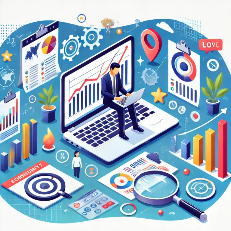 analyzing market data on a laptop