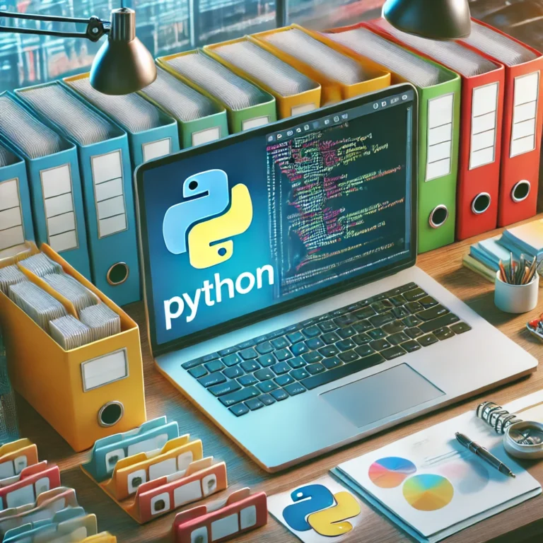 A conceptual image featuring a laptop with Python code displayed on the screen